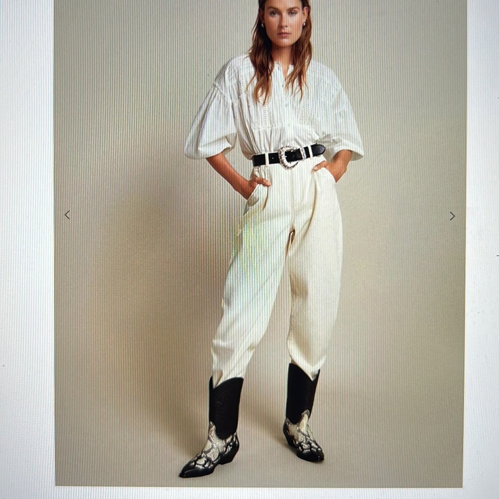 Mango Leather Dalton Cowboy Ankle Boots New in Box